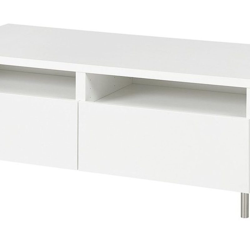 白色开放格电视柜 双层置物架 客厅矮柜 细节图1